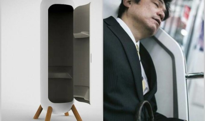 Зачем японцы придумали вертикальные ящики для сна, которые скоро появятся в офисах (4 фото + 1 видео)