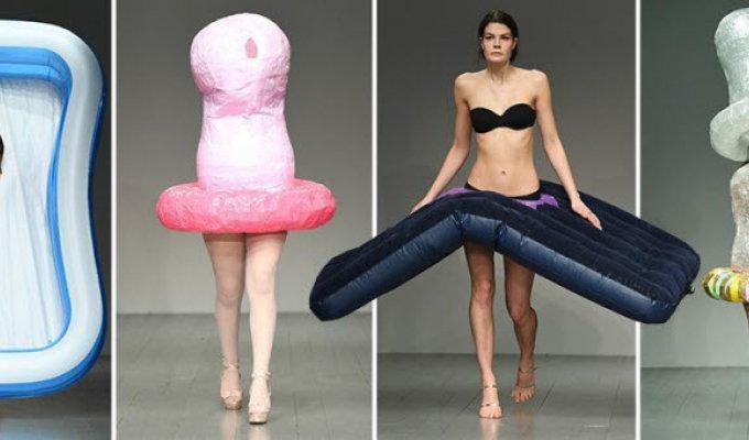 Платья-презервативы и юбки из матрасов показали на Неделе моды в Лондоне (11 фото)