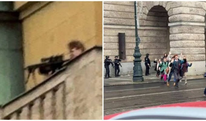 В Праге неизвестный открыл стрельбу в университете (3 фото + 2 видео)