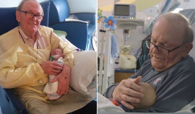 82-летний пенсионер 12 лет работает добровольцем в больнице, помогая окрепнуть недоношенным младенцам (9 фото + 1 видео)