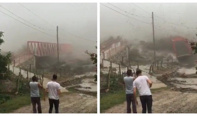 Волна грязи снесла единственный мост в аргентинском городке (4 фото + 1 видео)