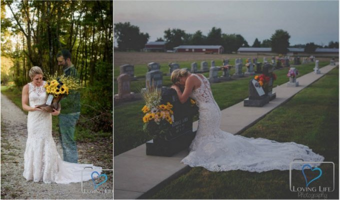 Душераздирающие кадры: невеста плачет на могиле жениха (13 фото)