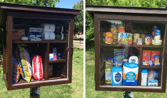 Уличные шкафчики, в которых каждый желающий может оставить товары и еду для нуждающихся (10 фото)
