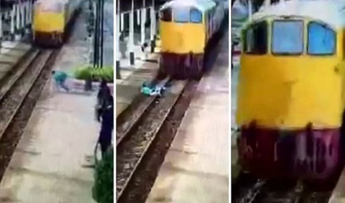 Чудо в Таиланде: мужчина встал невредимым из-под колес поезда! (4 фото + 1 видео)