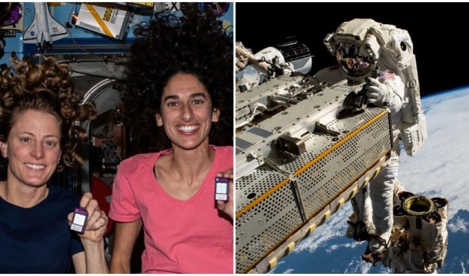 Женщины-астронавты потеряли сумку с инструментами в открытом космосе (3 фото)