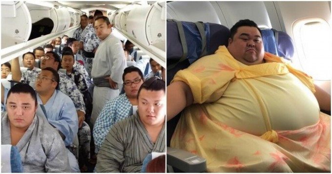 В Японии самолёт с командой сумоистов не смог взлететь из-за перевеса (2 фото)