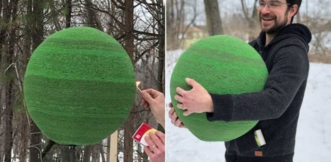 Он год клеил сферу из 42 тысяч спичек, чтобы в конце её просто поджечь (16 фото + 1 видео)