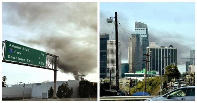 В Лос- Анджелесе загорелась нелегальная ферма с каннабисом, и город  накрыло облаком «веселящего» дыма (3 фото + 1 видео)