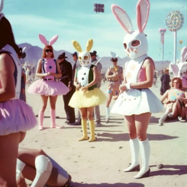 Если бы фестиваль «Burning Man» («Горящий человек») проводили в 1960-х годах (19 фото)