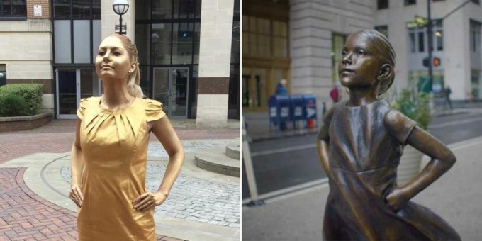 Девушка превратилась в скульптуру, чтобы её взяли на работу (6 фото + 1 видео)