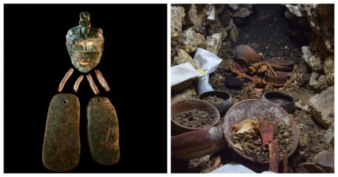 В гробнице правителя майя обнаружена нефритовая маска (5 фото)