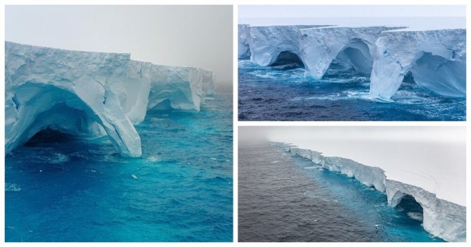 Как разрушается огромный айсберг, удаляясь от Антарктиды (7 фото + 1 видео)
