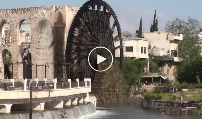 Подъем воды с помощью нория в сирийском городе