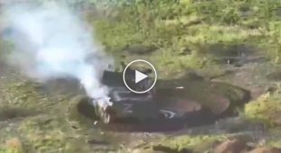 An enemy armored vehicle with a destroyed crew drives in circles