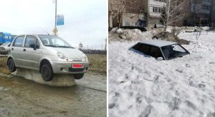 Что будет, если вовремя не освободить автомобиль из снежного плена (18 фото)