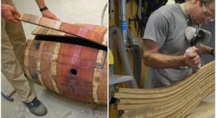 The man made a stylish table from unnecessary wine barrels (27 photos)