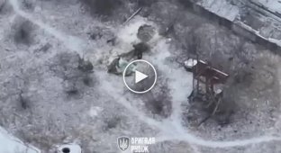 Destruction of Russian mortar and Russians
