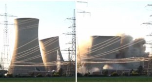 Cooling towers of a nuclear power plant were demolished in Germany (2 photos + 1 video)