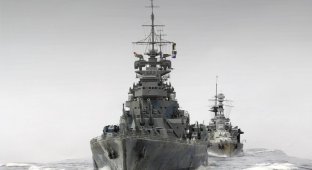 Диорама: шли по морю линкор да линейный крейсер (5 фото)
