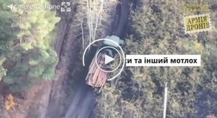 Four Russians in a truck met a kamikaze drone