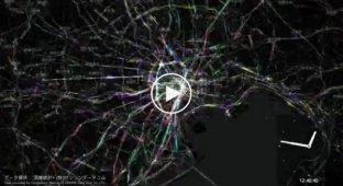 Визуализация движения людей в Токио с помощью телефонов