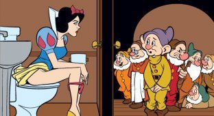 За закрытой дверью: как выглядят 6 диснеевских принцесс в туалете? (6 фото)