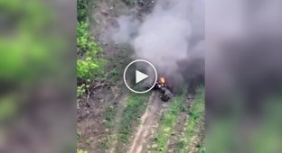 Arrivals of Ukrainian kamikaze drones targeting Russian motorcyclists in the Eastern direction