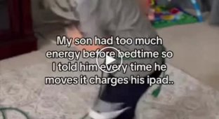 The man showed how he solved the problem of his son being too active before bed