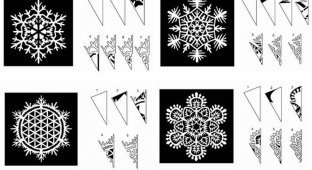 20 схем для вырезания снежинок из бумаги (22 фото)