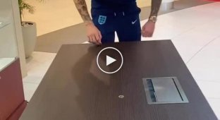 England players tested their accuracy with a fork and a coin