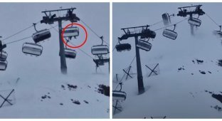 Horror on the cable car: bad weather hit a ski resort in Italy (4 photos + 1 video)