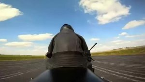 Amazing motorcycle and airplane stunt
