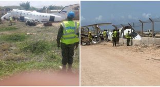 Passenger plane hard landing in Somalia caught on video (5 photos + 1 video)