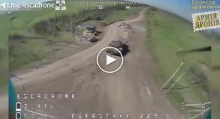 Хорошая подборка попаданий дронами камикадзе по технике россиян