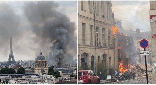 Мощный взрыв газа разрушил историческое здание в центре Парижа (2 фото + 4 видео)