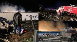 В Греции столкнулись грузовой и пассажирский поезда, есть погибшие (7 фото + 2 видео)