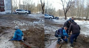 В Выборге школьник едва не утонул в грязи (5 фото)