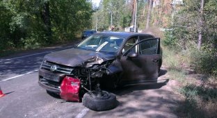 Пьяный водитель устроил аварию и скрылся (6 фото)
