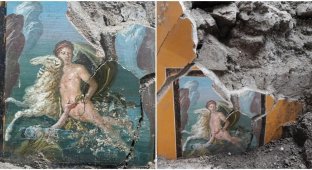 В Помпеях нашли прекрасно сохранившуюся фреску (6 фото)