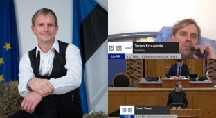 Эстонский депутат внезапно для себя поучаствовал в онлайн-заседании, лежа в постели с вейпом (3 фото + 1 видео)