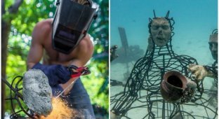 Американец смастерил подводную скульптуру для спасения кораллов (14 фото)