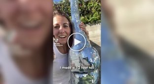 A woman made an almost 4-meter skeleton covered with mirror mosaic