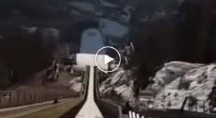 Downhill and ski jump in first person