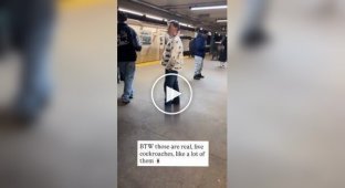 A weirdo in a strange jacket in the metro