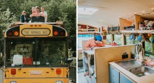 Семья превратила старый школьный автобус в хостел на колесах (24 фото)