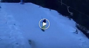 Человек-катастрофа на горнолыжном спуске