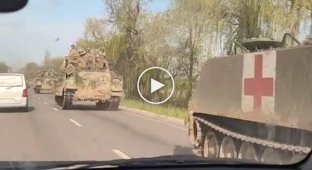 Ukrainian convoy BMP Bradley moves through Ukraine
