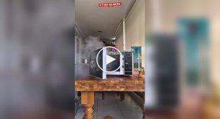 An oddball heated up a battery in a microwave oven