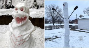 Snowmen made by very original people (16 photos)