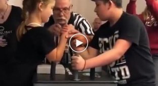 The girl who will become an arm wrestling star